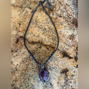 Elegant Purple Stone Pendant Handmade Necklace